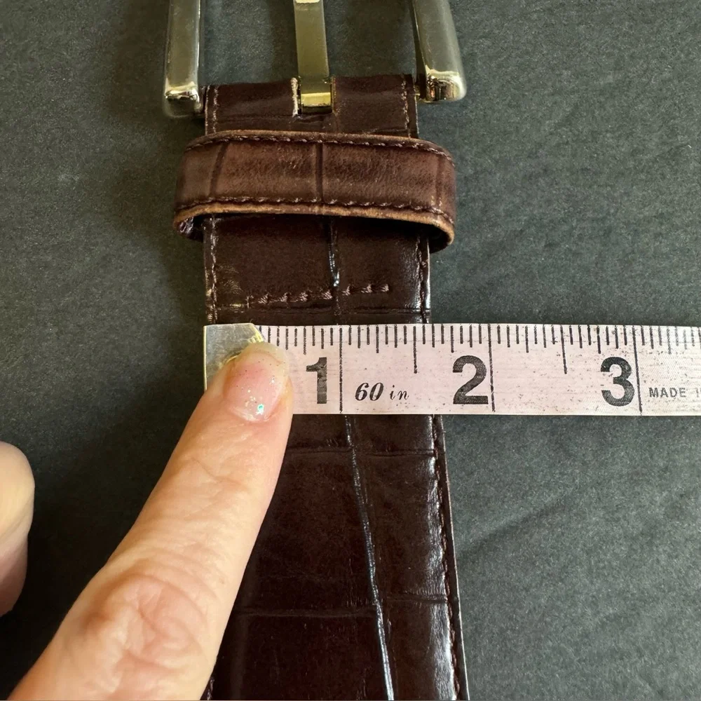 Vintage Nordstrom Brown Leather Belt Wide‎ Alligator Grain Womens Small / Medium